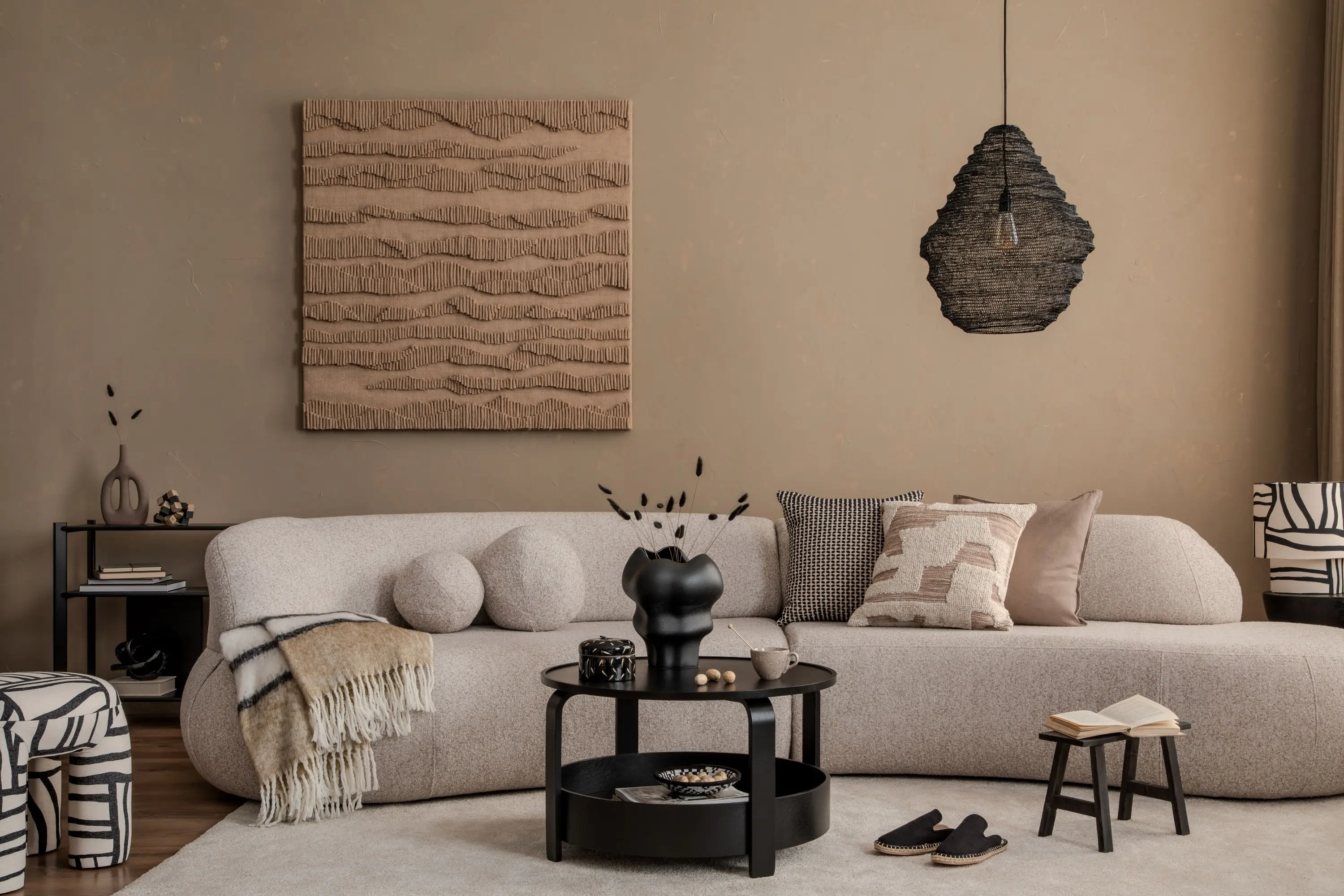 professionally staged living room in Leduc home ready for sale